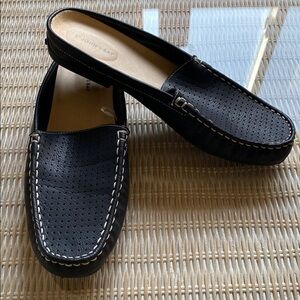 St. John's Bay Perforated Black Mules